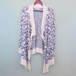 Cream and Black Drapey Open Waterfall Hem Cardigan
